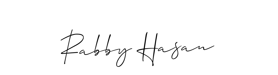 The best way (Allison_Script) to make a short signature is to pick only two or three words in your name. The name Rabby Hasan include a total of six letters. For converting this name. Rabby Hasan signature style 2 images and pictures png