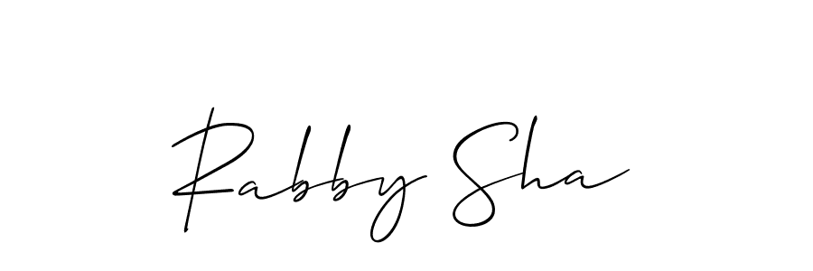 You can use this online signature creator to create a handwritten signature for the name Rabby Sha. This is the best online autograph maker. Rabby Sha signature style 2 images and pictures png