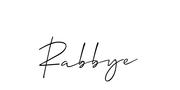 How to make Rabbye name signature. Use Allison_Script style for creating short signs online. This is the latest handwritten sign. Rabbye signature style 2 images and pictures png