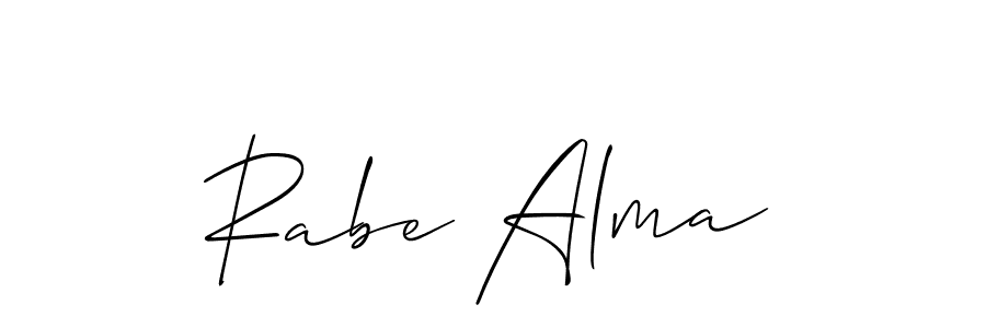 The best way (Allison_Script) to make a short signature is to pick only two or three words in your name. The name Rabe Alma include a total of six letters. For converting this name. Rabe Alma signature style 2 images and pictures png