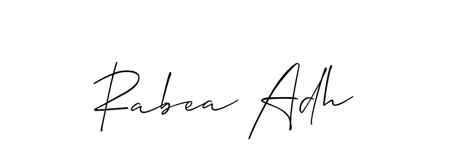 It looks lik you need a new signature style for name Rabea Adh. Design unique handwritten (Allison_Script) signature with our free signature maker in just a few clicks. Rabea Adh signature style 2 images and pictures png