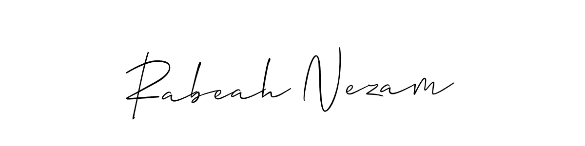 Design your own signature with our free online signature maker. With this signature software, you can create a handwritten (Allison_Script) signature for name Rabeah Nezam. Rabeah Nezam signature style 2 images and pictures png