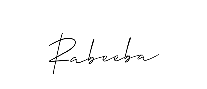 The best way (Allison_Script) to make a short signature is to pick only two or three words in your name. The name Rabeeba include a total of six letters. For converting this name. Rabeeba signature style 2 images and pictures png