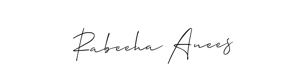 This is the best signature style for the Rabeeha Anees name. Also you like these signature font (Allison_Script). Mix name signature. Rabeeha Anees signature style 2 images and pictures png