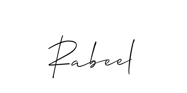 The best way (Allison_Script) to make a short signature is to pick only two or three words in your name. The name Rabeel include a total of six letters. For converting this name. Rabeel signature style 2 images and pictures png