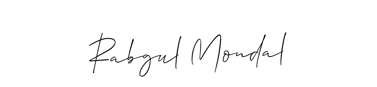 Use a signature maker to create a handwritten signature online. With this signature software, you can design (Allison_Script) your own signature for name Rabgul Mondal. Rabgul Mondal signature style 2 images and pictures png