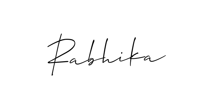 How to make Rabhika name signature. Use Allison_Script style for creating short signs online. This is the latest handwritten sign. Rabhika signature style 2 images and pictures png