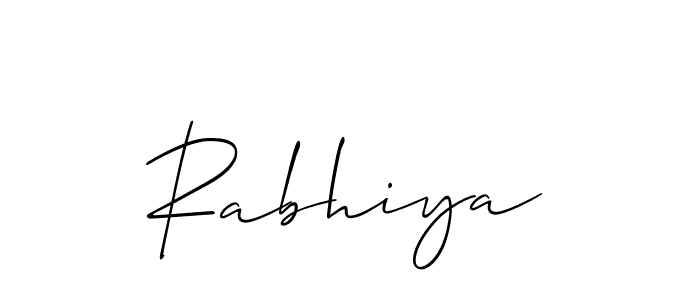 It looks lik you need a new signature style for name Rabhiya. Design unique handwritten (Allison_Script) signature with our free signature maker in just a few clicks. Rabhiya signature style 2 images and pictures png