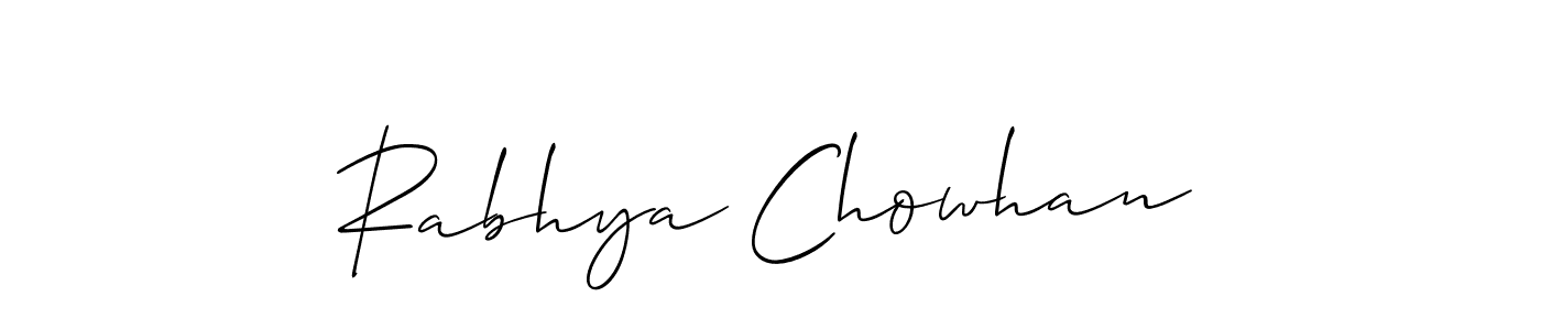 Also we have Rabhya Chowhan name is the best signature style. Create professional handwritten signature collection using Allison_Script autograph style. Rabhya Chowhan signature style 2 images and pictures png