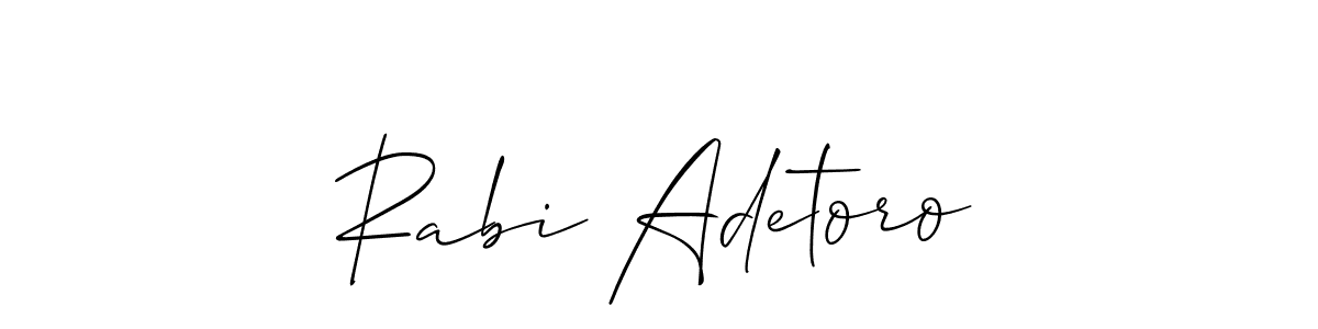 The best way (Allison_Script) to make a short signature is to pick only two or three words in your name. The name Rabi Adetoro include a total of six letters. For converting this name. Rabi Adetoro signature style 2 images and pictures png