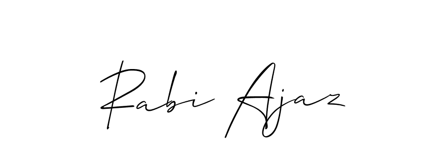The best way (Allison_Script) to make a short signature is to pick only two or three words in your name. The name Rabi Ajaz include a total of six letters. For converting this name. Rabi Ajaz signature style 2 images and pictures png
