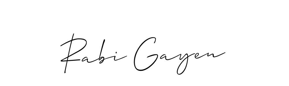 Make a beautiful signature design for name Rabi Gayen. With this signature (Allison_Script) style, you can create a handwritten signature for free. Rabi Gayen signature style 2 images and pictures png