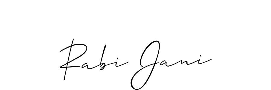Also You can easily find your signature by using the search form. We will create Rabi Jani name handwritten signature images for you free of cost using Allison_Script sign style. Rabi Jani signature style 2 images and pictures png