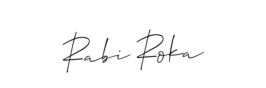 Make a beautiful signature design for name Rabi Roka. With this signature (Allison_Script) style, you can create a handwritten signature for free. Rabi Roka signature style 2 images and pictures png