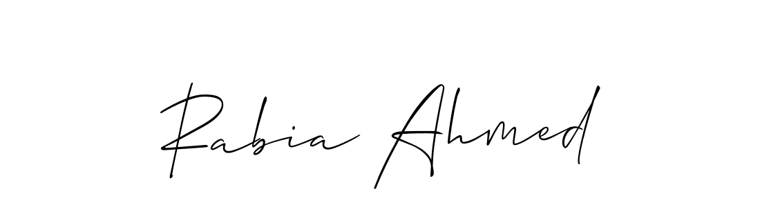 if you are searching for the best signature style for your name Rabia Ahmed. so please give up your signature search. here we have designed multiple signature styles  using Allison_Script. Rabia Ahmed signature style 2 images and pictures png