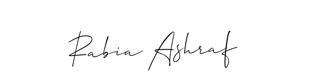 Make a short Rabia Ashraf signature style. Manage your documents anywhere anytime using Allison_Script. Create and add eSignatures, submit forms, share and send files easily. Rabia Ashraf signature style 2 images and pictures png