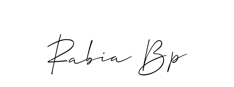 Design your own signature with our free online signature maker. With this signature software, you can create a handwritten (Allison_Script) signature for name Rabia Bp. Rabia Bp signature style 2 images and pictures png