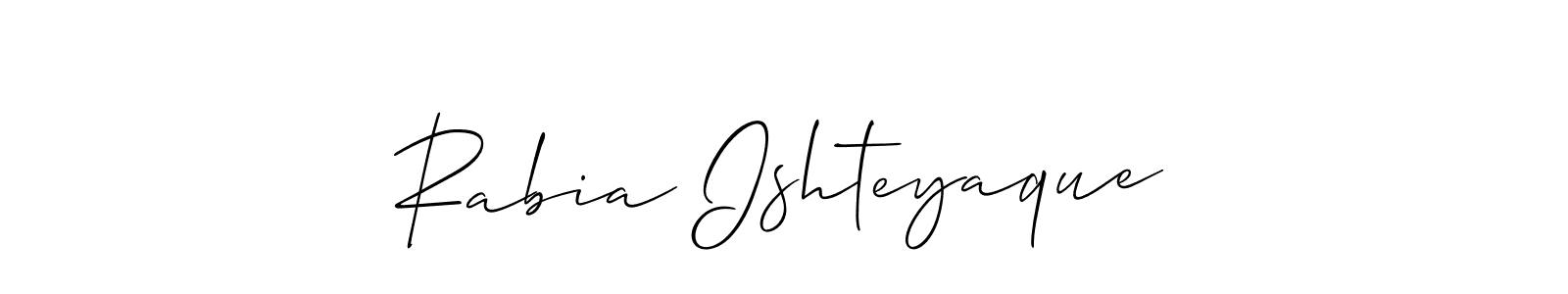 Make a beautiful signature design for name Rabia Ishteyaque. With this signature (Allison_Script) style, you can create a handwritten signature for free. Rabia Ishteyaque signature style 2 images and pictures png