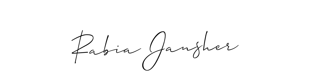 Also we have Rabia Jansher name is the best signature style. Create professional handwritten signature collection using Allison_Script autograph style. Rabia Jansher signature style 2 images and pictures png
