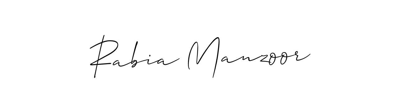 How to make Rabia Manzoor name signature. Use Allison_Script style for creating short signs online. This is the latest handwritten sign. Rabia Manzoor signature style 2 images and pictures png
