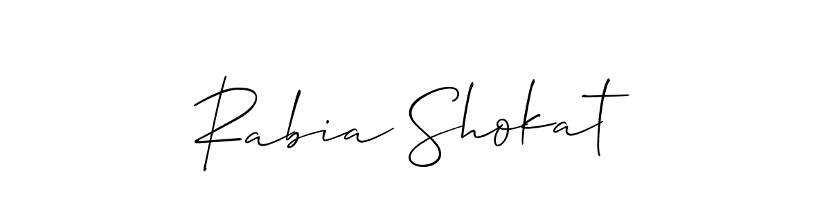 Make a beautiful signature design for name Rabia Shokat. With this signature (Allison_Script) style, you can create a handwritten signature for free. Rabia Shokat signature style 2 images and pictures png