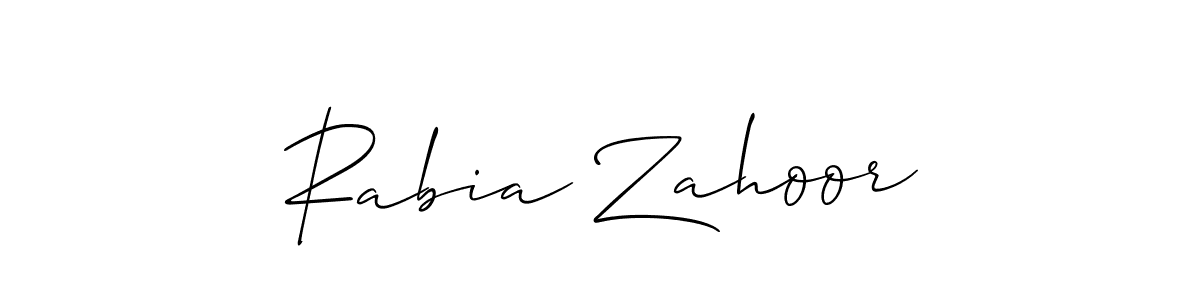 Create a beautiful signature design for name Rabia Zahoor. With this signature (Allison_Script) fonts, you can make a handwritten signature for free. Rabia Zahoor signature style 2 images and pictures png
