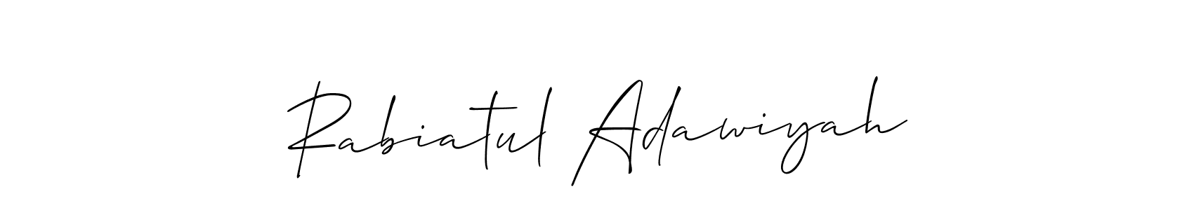 This is the best signature style for the Rabiatul Adawiyah name. Also you like these signature font (Allison_Script). Mix name signature. Rabiatul Adawiyah signature style 2 images and pictures png