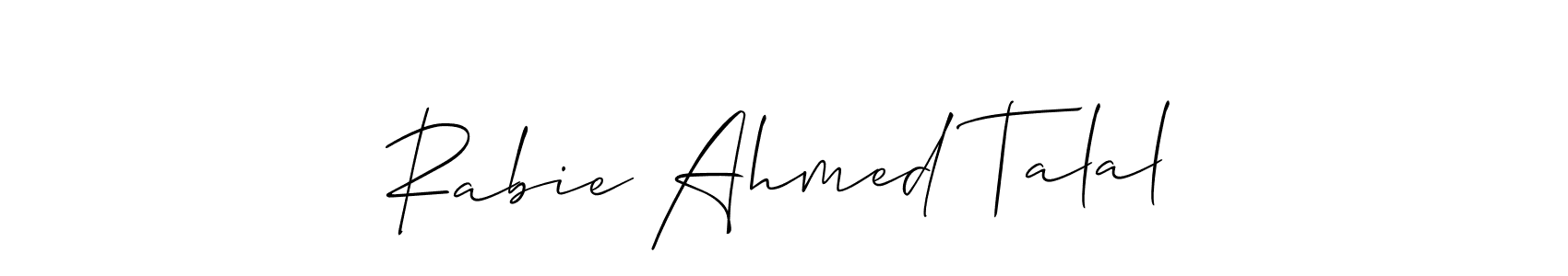 How to Draw Rabie Ahmed Talal signature style? Allison_Script is a latest design signature styles for name Rabie Ahmed Talal. Rabie Ahmed Talal signature style 2 images and pictures png