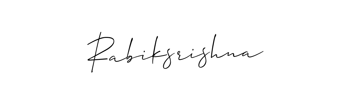 The best way (Allison_Script) to make a short signature is to pick only two or three words in your name. The name Rabiksrishna include a total of six letters. For converting this name. Rabiksrishna signature style 2 images and pictures png