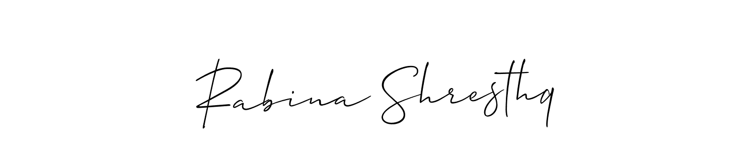 Rabina Shresthq stylish signature style. Best Handwritten Sign (Allison_Script) for my name. Handwritten Signature Collection Ideas for my name Rabina Shresthq. Rabina Shresthq signature style 2 images and pictures png