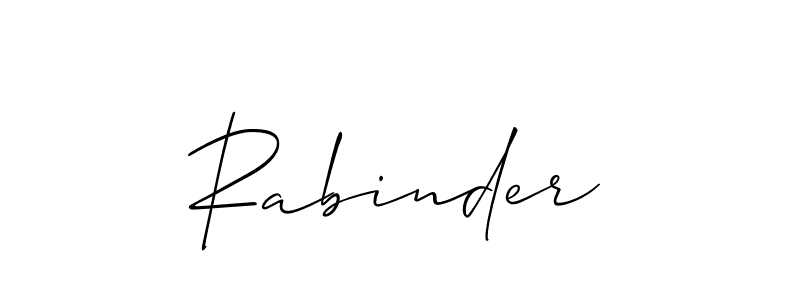 Design your own signature with our free online signature maker. With this signature software, you can create a handwritten (Allison_Script) signature for name Rabinder. Rabinder signature style 2 images and pictures png