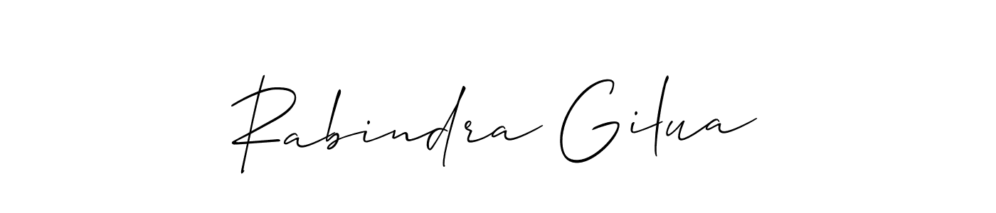 How to make Rabindra Gilua name signature. Use Allison_Script style for creating short signs online. This is the latest handwritten sign. Rabindra Gilua signature style 2 images and pictures png