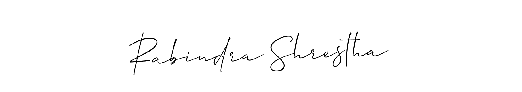 The best way (Allison_Script) to make a short signature is to pick only two or three words in your name. The name Rabindra Shrestha include a total of six letters. For converting this name. Rabindra Shrestha signature style 2 images and pictures png