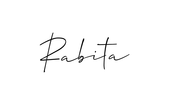 The best way (Allison_Script) to make a short signature is to pick only two or three words in your name. The name Rabita include a total of six letters. For converting this name. Rabita signature style 2 images and pictures png