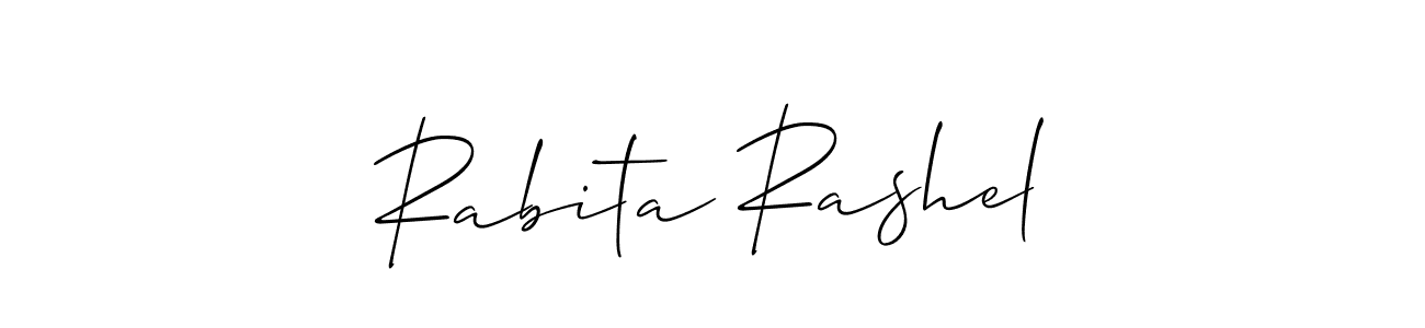 How to make Rabita Rashel name signature. Use Allison_Script style for creating short signs online. This is the latest handwritten sign. Rabita Rashel signature style 2 images and pictures png