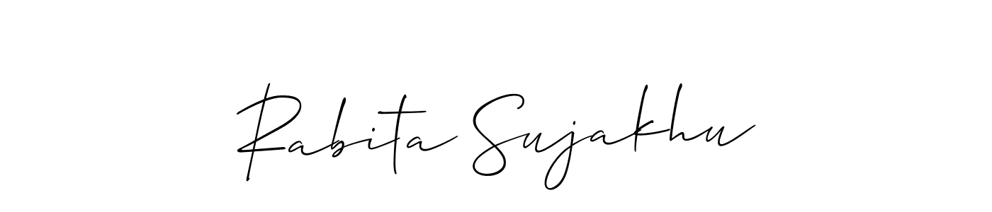 Similarly Allison_Script is the best handwritten signature design. Signature creator online .You can use it as an online autograph creator for name Rabita Sujakhu. Rabita Sujakhu signature style 2 images and pictures png
