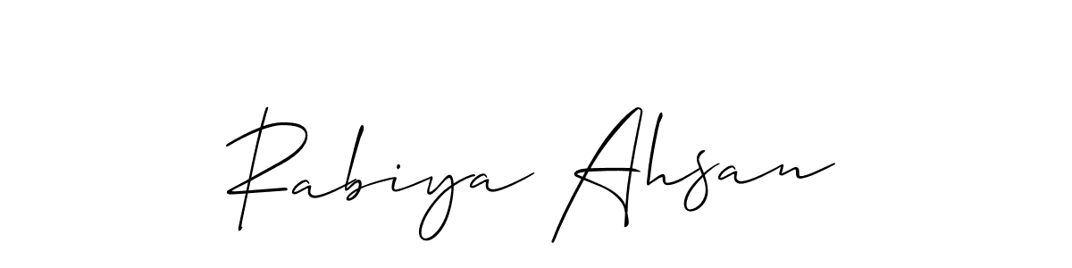 Also You can easily find your signature by using the search form. We will create Rabiya Ahsan name handwritten signature images for you free of cost using Allison_Script sign style. Rabiya Ahsan signature style 2 images and pictures png