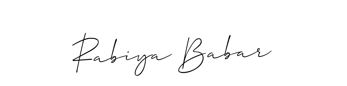 This is the best signature style for the Rabiya Babar name. Also you like these signature font (Allison_Script). Mix name signature. Rabiya Babar signature style 2 images and pictures png