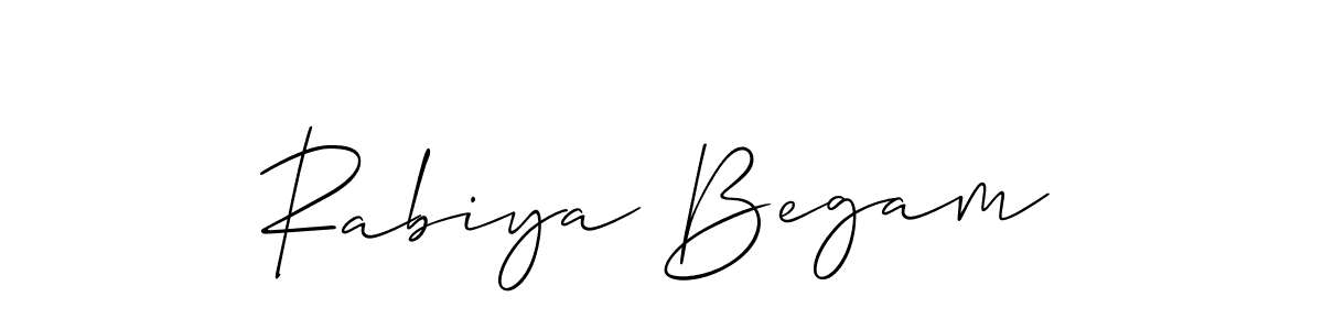 Make a short Rabiya Begam signature style. Manage your documents anywhere anytime using Allison_Script. Create and add eSignatures, submit forms, share and send files easily. Rabiya Begam signature style 2 images and pictures png