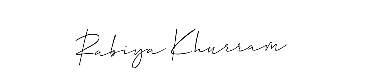 You should practise on your own different ways (Allison_Script) to write your name (Rabiya Khurram) in signature. don't let someone else do it for you. Rabiya Khurram signature style 2 images and pictures png