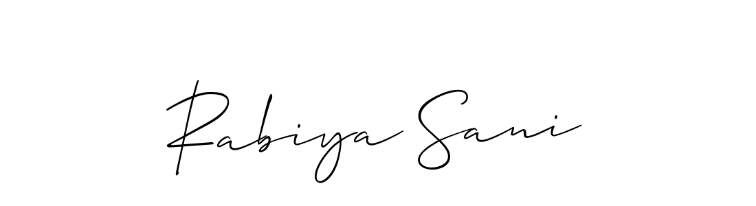 Also You can easily find your signature by using the search form. We will create Rabiya Sani name handwritten signature images for you free of cost using Allison_Script sign style. Rabiya Sani signature style 2 images and pictures png