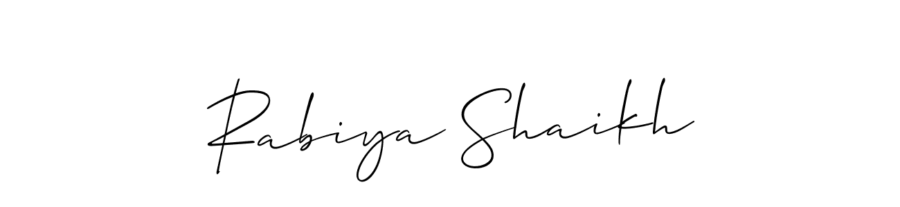 How to make Rabiya Shaikh name signature. Use Allison_Script style for creating short signs online. This is the latest handwritten sign. Rabiya Shaikh signature style 2 images and pictures png