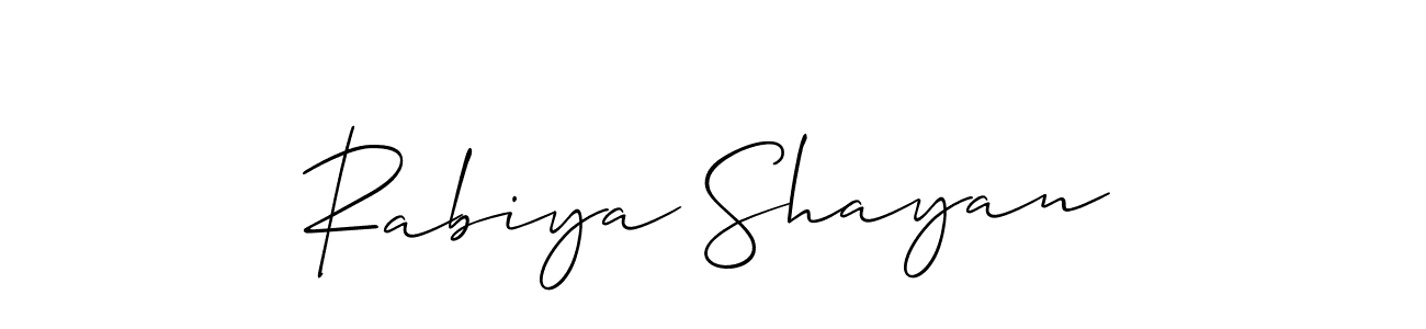 It looks lik you need a new signature style for name Rabiya Shayan. Design unique handwritten (Allison_Script) signature with our free signature maker in just a few clicks. Rabiya Shayan signature style 2 images and pictures png