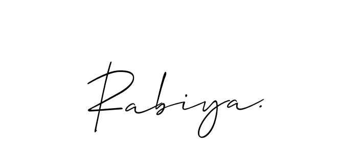 The best way (Allison_Script) to make a short signature is to pick only two or three words in your name. The name Rabiya. include a total of six letters. For converting this name. Rabiya. signature style 2 images and pictures png