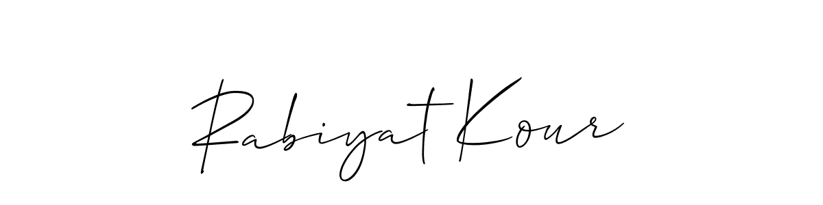 Create a beautiful signature design for name Rabiyat Kour. With this signature (Allison_Script) fonts, you can make a handwritten signature for free. Rabiyat Kour signature style 2 images and pictures png