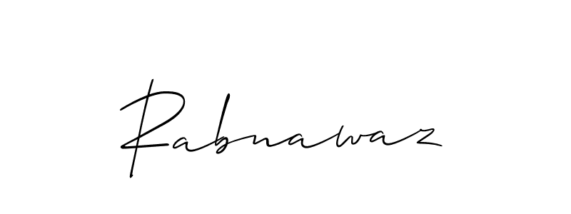 Use a signature maker to create a handwritten signature online. With this signature software, you can design (Allison_Script) your own signature for name Rabnawaz. Rabnawaz signature style 2 images and pictures png