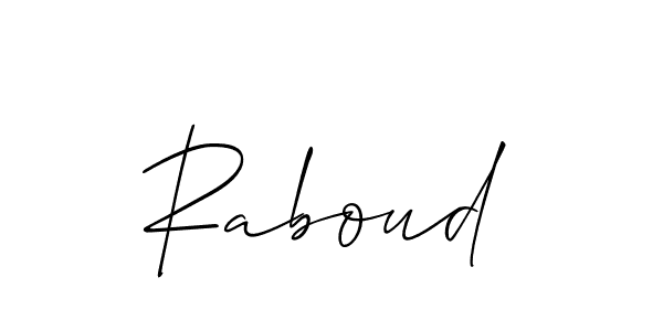 Design your own signature with our free online signature maker. With this signature software, you can create a handwritten (Allison_Script) signature for name Raboud. Raboud signature style 2 images and pictures png