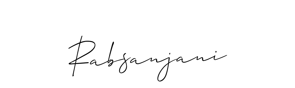 Make a short Rabsanjani signature style. Manage your documents anywhere anytime using Allison_Script. Create and add eSignatures, submit forms, share and send files easily. Rabsanjani signature style 2 images and pictures png