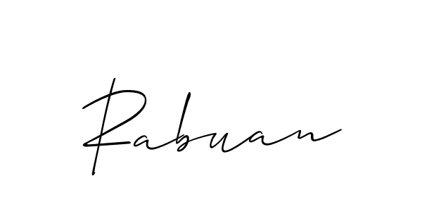 The best way (Allison_Script) to make a short signature is to pick only two or three words in your name. The name Rabuan include a total of six letters. For converting this name. Rabuan signature style 2 images and pictures png
