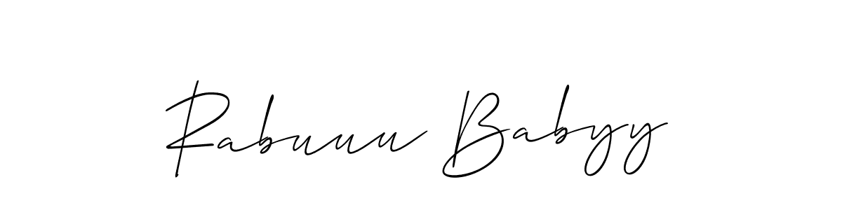 Use a signature maker to create a handwritten signature online. With this signature software, you can design (Allison_Script) your own signature for name Rabuuu Babyy. Rabuuu Babyy signature style 2 images and pictures png